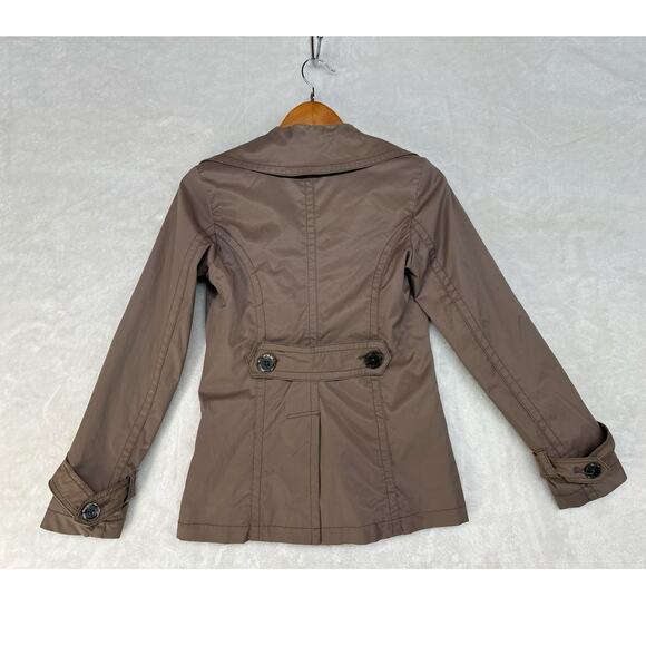 Womens‎ Pea Coat Rain Jacket Merona Size XS Tan Brown Double Breasted Button Up - Picture 14 of 16